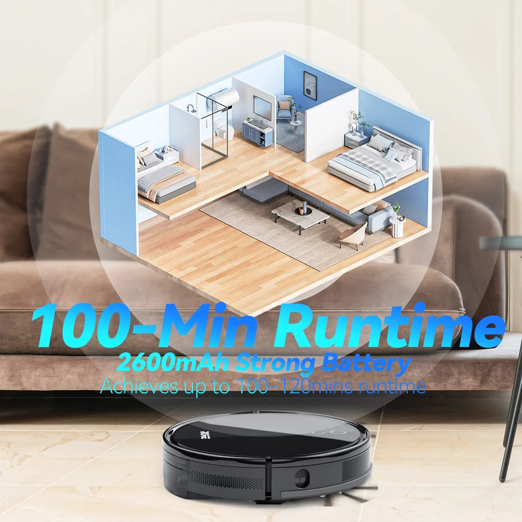 Self-Charging, Automatic & Care, Pa Suction Robot Carpet Hard Robotic Sweeper 2600mAh Life for 2000 Cleaner, 600ML Pet Dustbin, Strong Low Rove with Ideal Battery Pile and Vacuum Floor