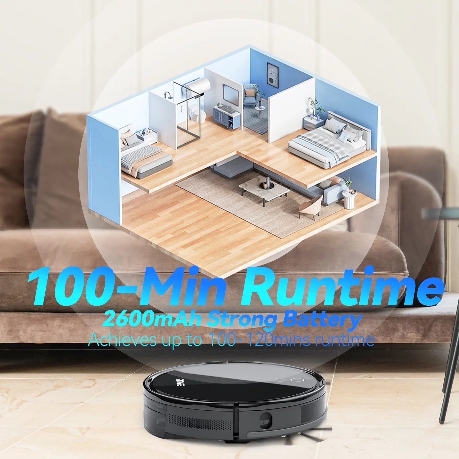 Self-Charging, Automatic & Care, Pa Suction Robot Carpet Hard Robotic Sweeper 2600mAh Life for 2000 Cleaner, 600ML Pet Dustbin, Strong Low Rove with Ideal Battery Pile and Vacuum Floor