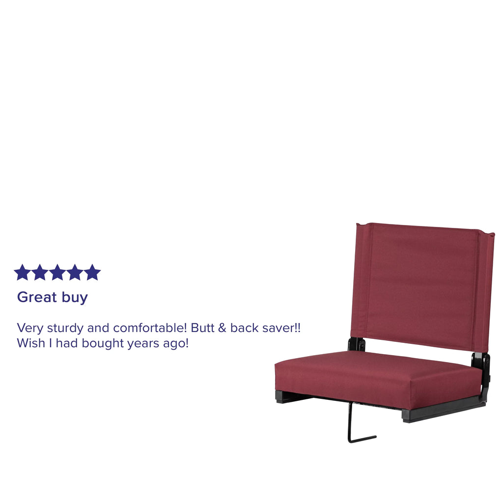 Flash Rated - Handle Maroon by Flash lb. Seat, Ultra-Padded Stadium Grandstand Furniture Seats & Comfort Chair with Lightweight 500
