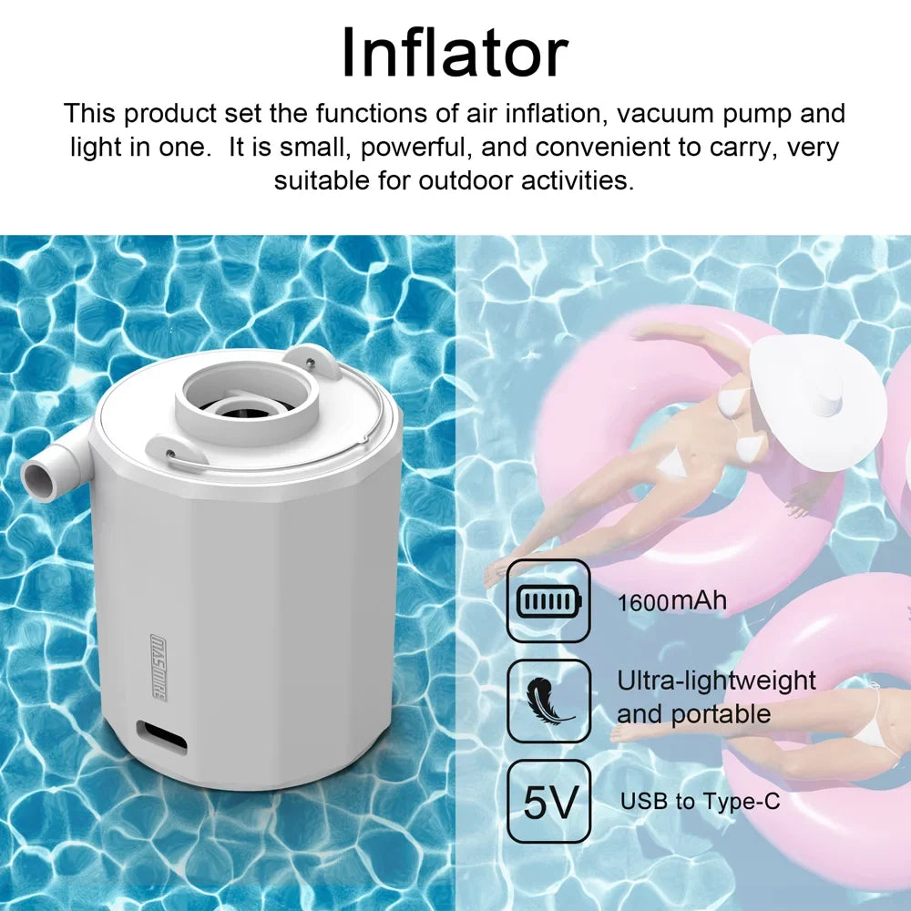 Inflator Cordless Light Htovila Lamp Vacuum Vacuum and Mattress Tent Inflatable Camping Pump Pump Multifunctional Electric Inflator Portable