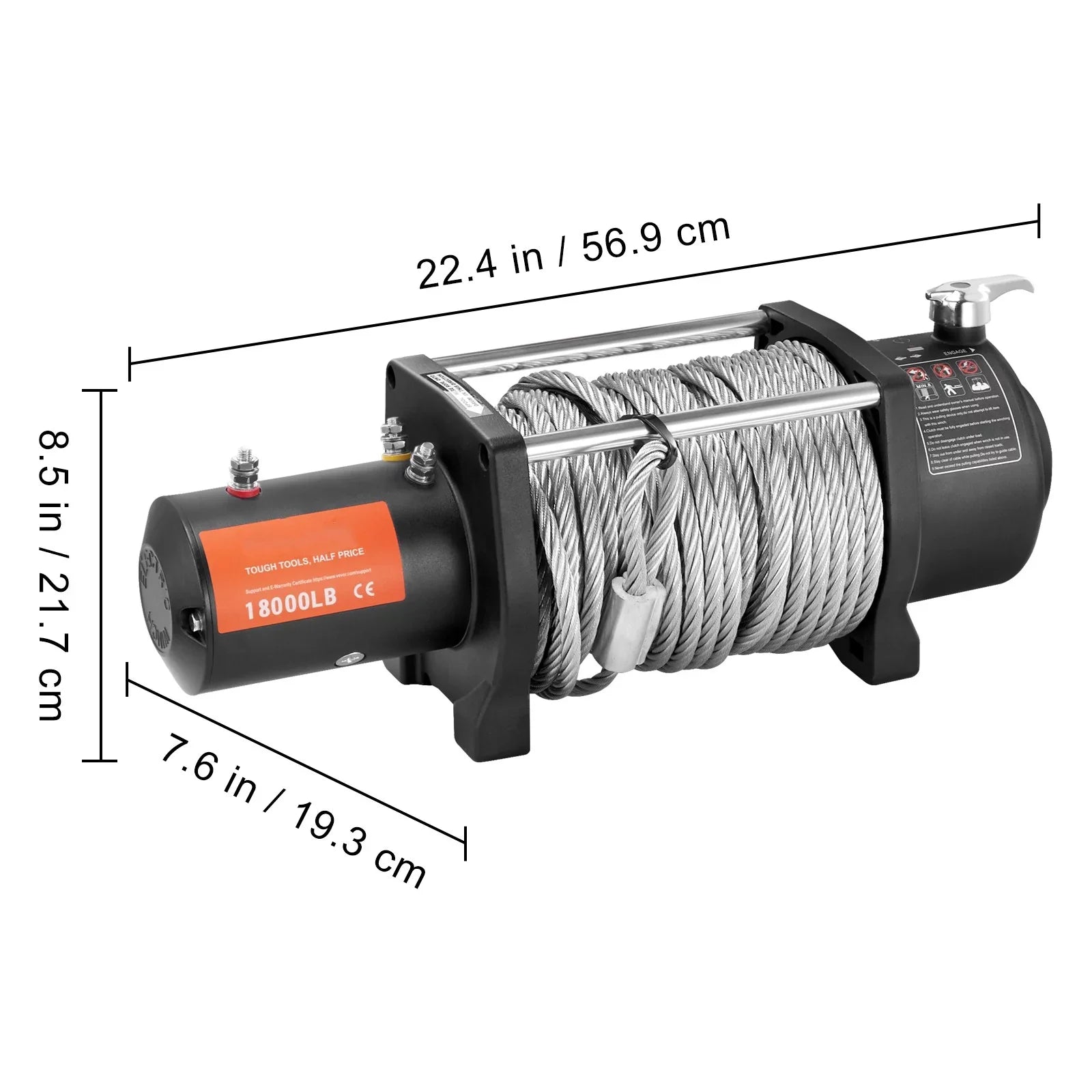 lb 12V Remote Capacity IP67 Winch, Steel BENTISM Electric Winch, Rope Handheld Winch 85ft Load Wireless ATV with 18,000