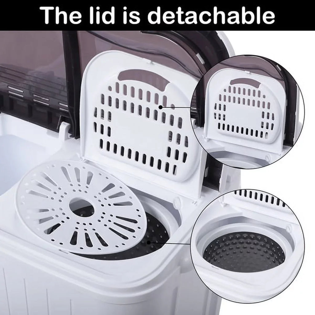 with 6.6lbs Washing SYTHERS Dorms Tub Machine 7.7lbs Spinner, Apartments Mini Pump, for Machine Washer 14.3lbs, Semi-Automatic Drain Combo Twin Washer with