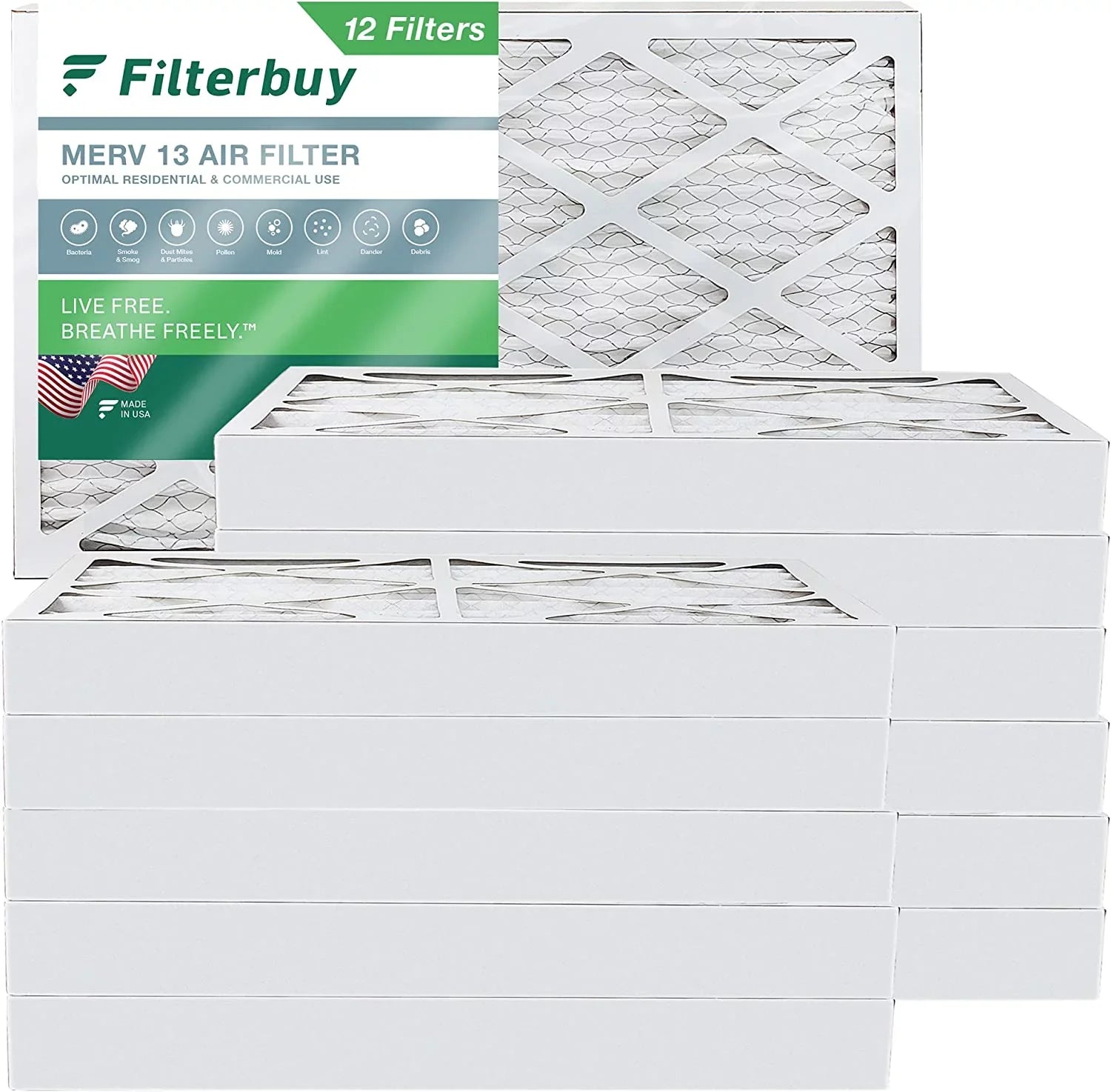 Pleated MERV Air 13 Furnace 8x20x4 (12-Pack) HVAC Filters AC Filterbuy