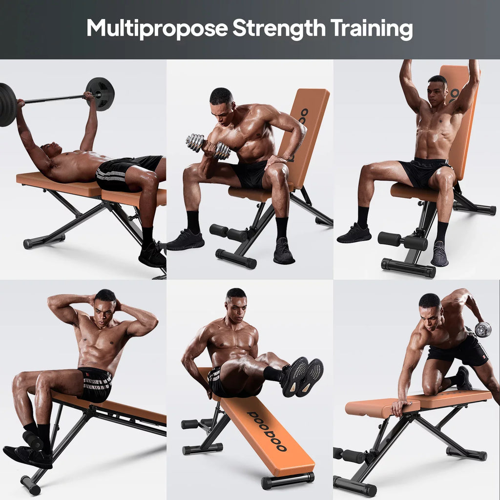 for Home and gym Incline Indoor POOBOO Structure Capacity Folding Workout Thickened incline Weight 800 Training Bench Adjustable Layer bench lbs 5 bench
