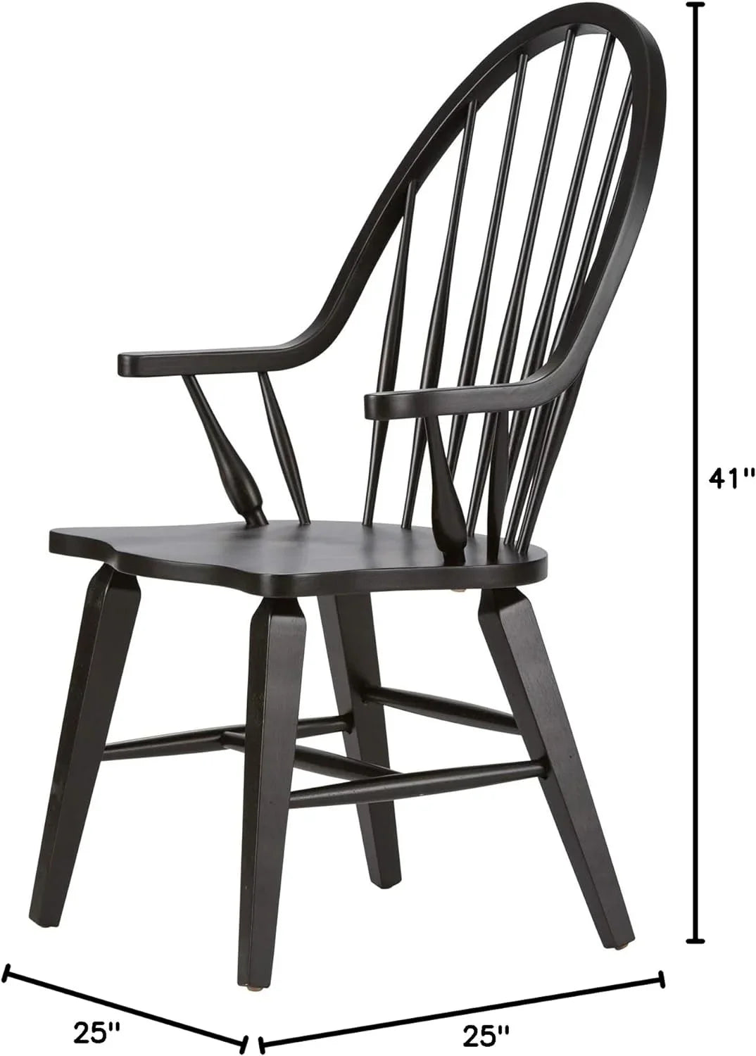 H41, Black W25 Windsor Back X Arm Chair, X D25