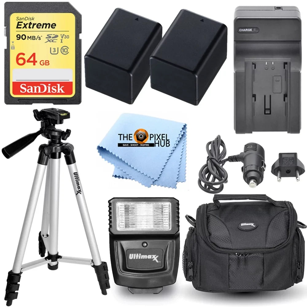 Flash HF VIXIA Battery R52 Kit R400 64GB Charger Accessory R82 Bundle R80 R800 Tripod Canon R40 for R50