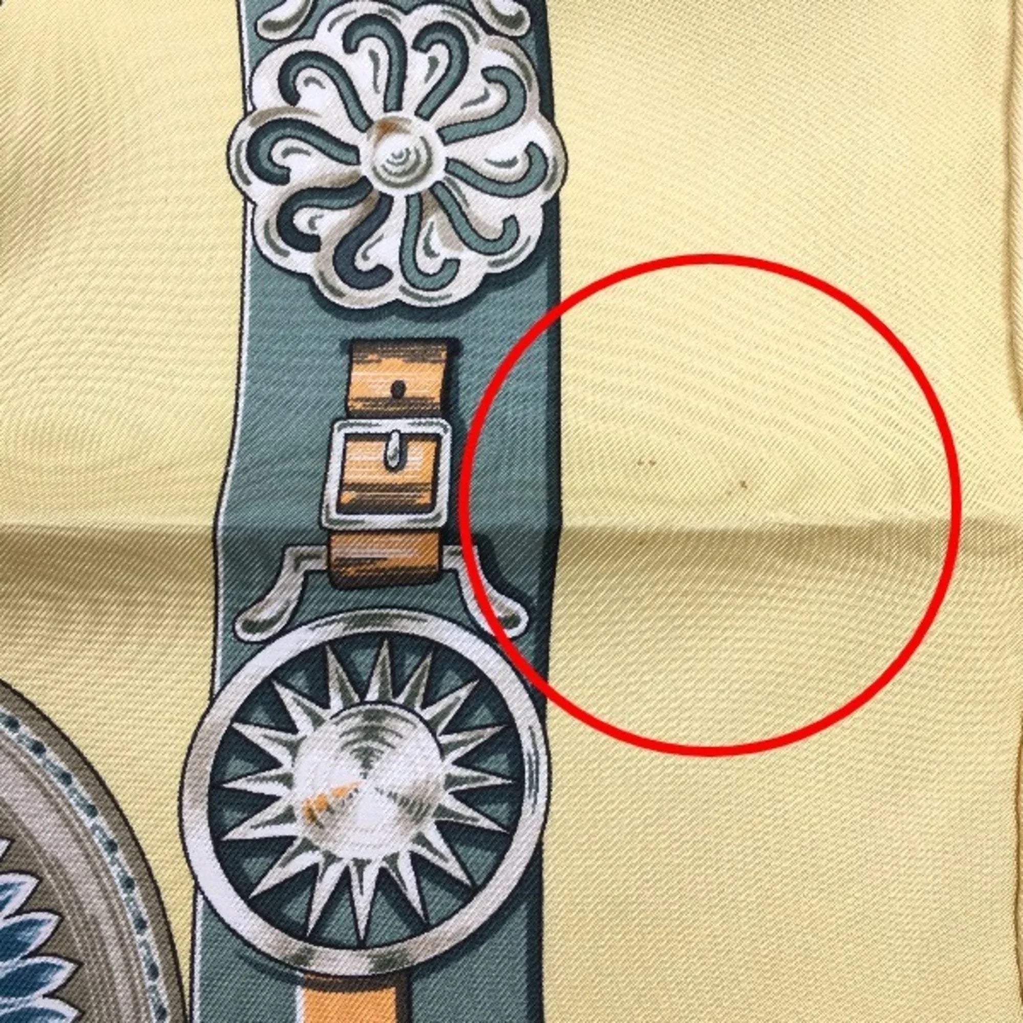 Yellow 100% Silk HERMES Hermes Taima Scarf Pre-Owned Kare90 (Fair)
