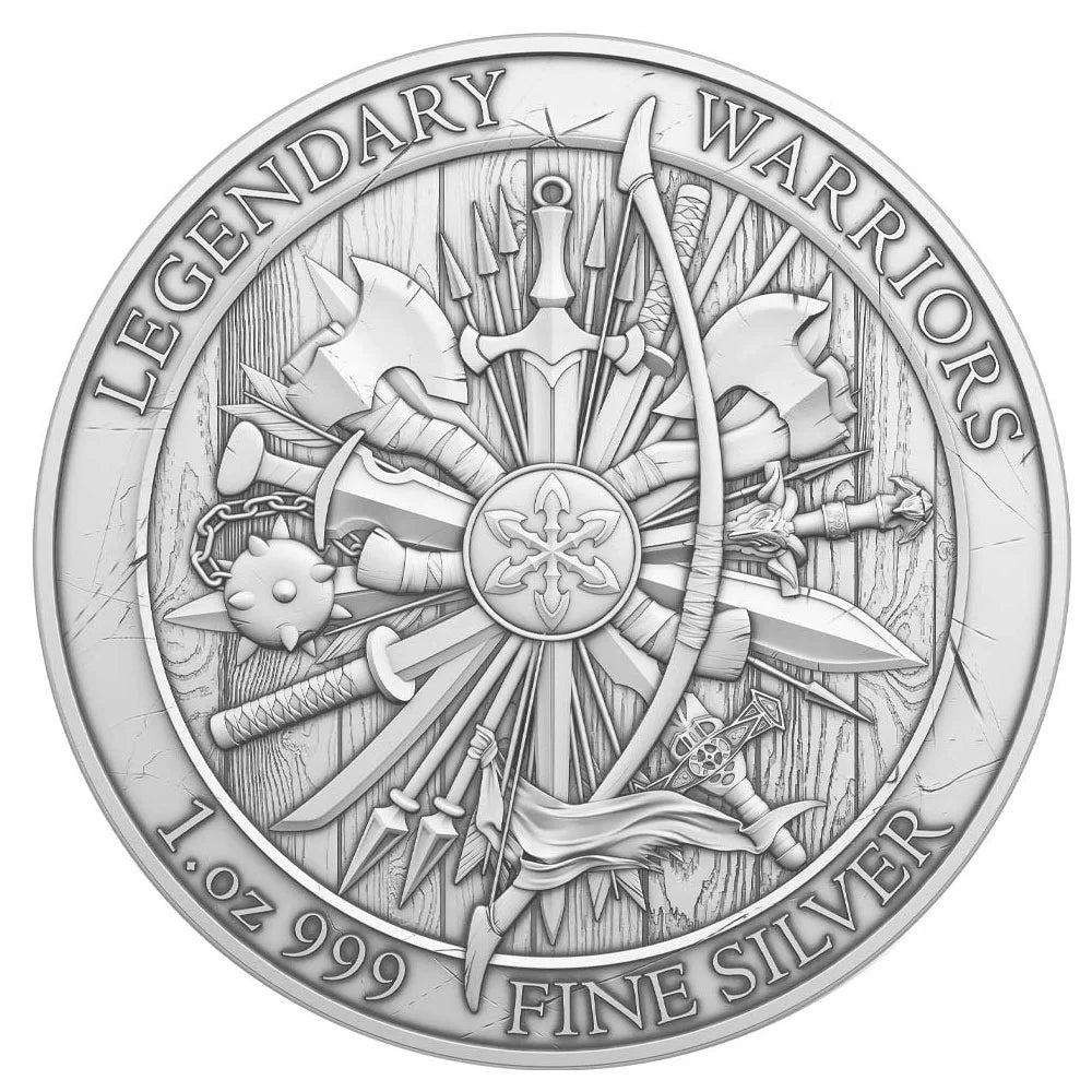 1 Silver 5 Lot Design Round oz Troy .999 - of Achilles Fine
