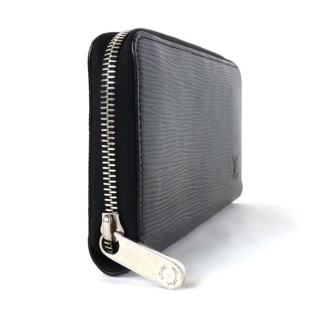 Black Long (Good) Silver Pre-Owned Epi Leather Unisex Zipper Round Wallet Zippy