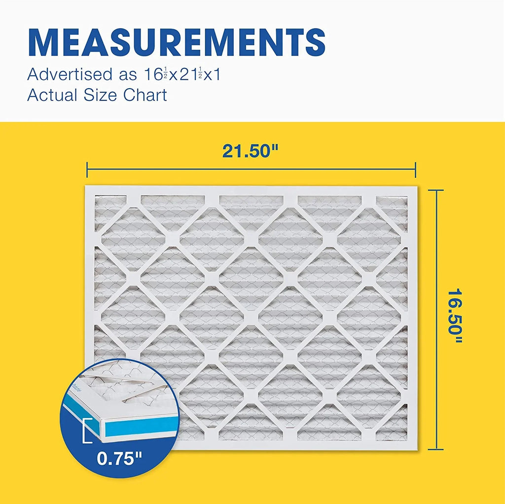 6-Pack Air Furnace x 3/4") AC Filter, 16 16 21 dimension: Air Pleated 13 Filter, MERV 1/2" 1/2" Aerostar 1/2x21 (Actual x 1/2x1