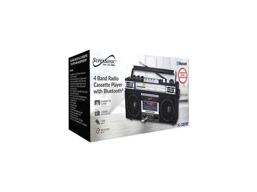 Black, SC-3201BT-BK Radio, Supersonic AM/FM Portable