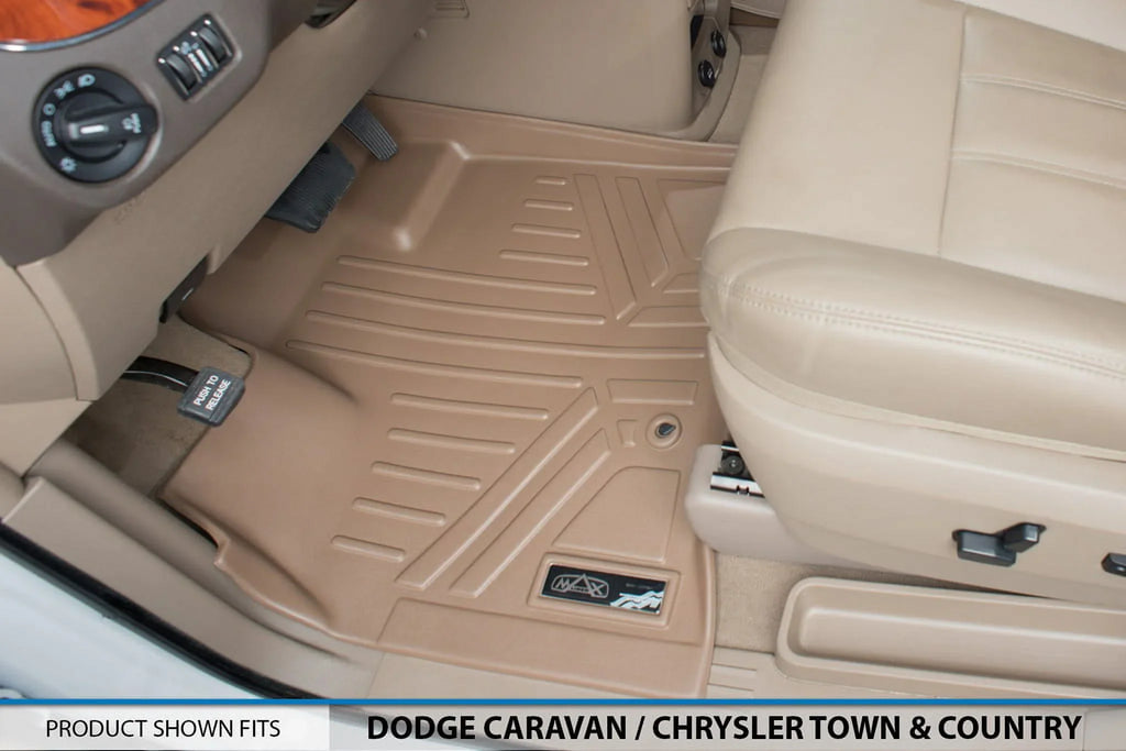 Mats Caravan Liner Floor Rows Smartliner 1st/2nd Tan Grand for Dodge 2008-2020