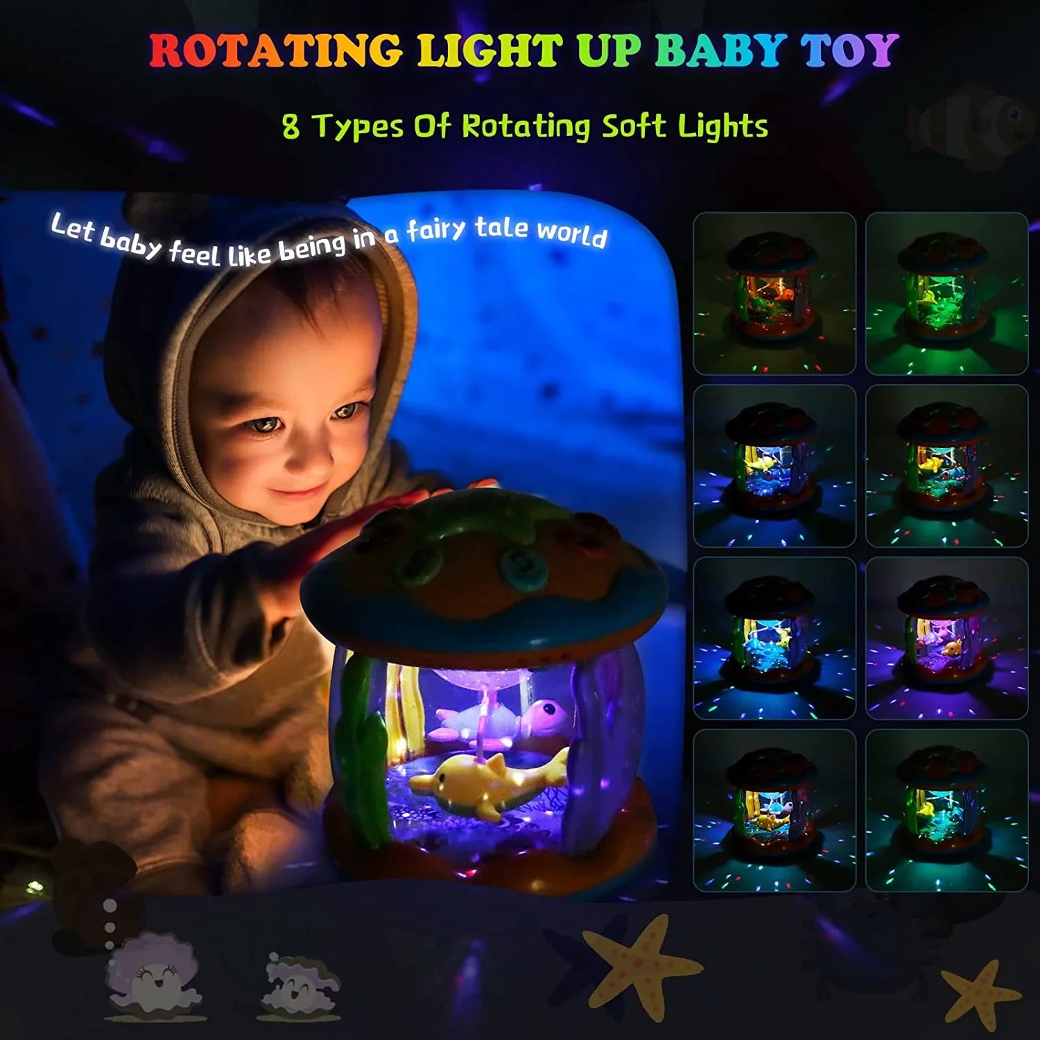Toys For 6-12 Toys Toys,Ocean Up Baby for Months,4 1 Musical Rotating in Infant LAYADO Educational Projector Toddlers Learning Light