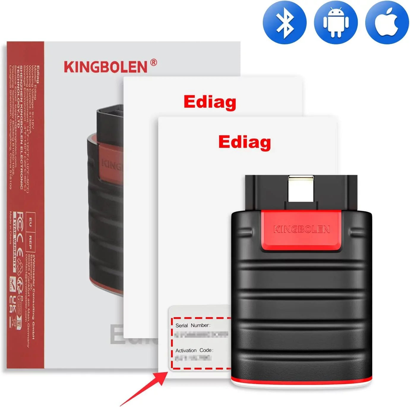 1 Year Bidirectional Android, All Ediag All 15+ Reset & Bluetooth Diagnostic Free iPhone OBD2 Coding, Functions, ECU for Tool Systems KINGBOLEN Scanner with Software
