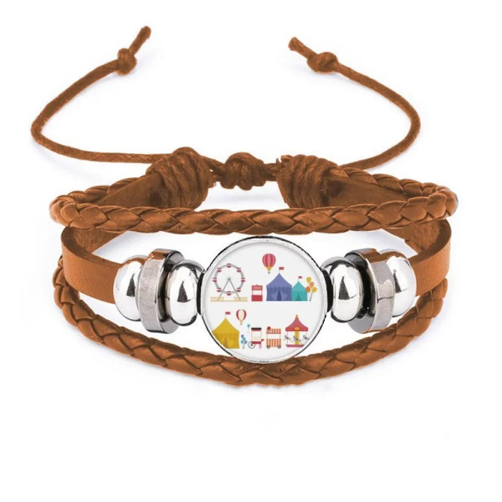 Wristband Pattern Jewelry Leather Ornament Park Colourful Amusement Facilities Bracelet