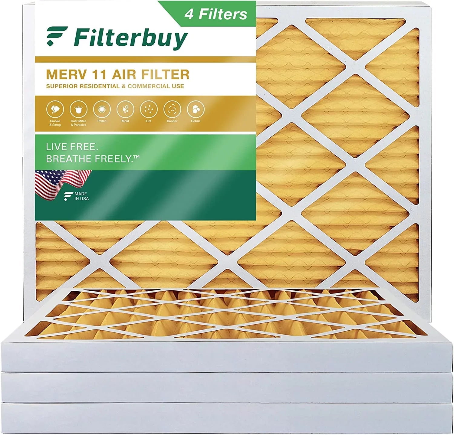 AC Furnace Pleated Filters MERV Air 11 HVAC (4-Pack) Filterbuy 18x24x2