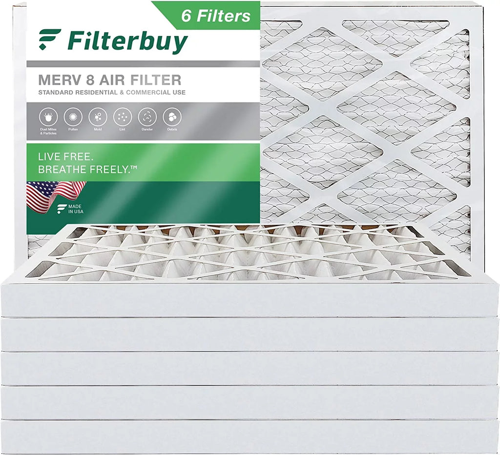 AC Furnace MERV 16x25x2 Filters (6-Pack) Filterbuy 8 Pleated Air HVAC
