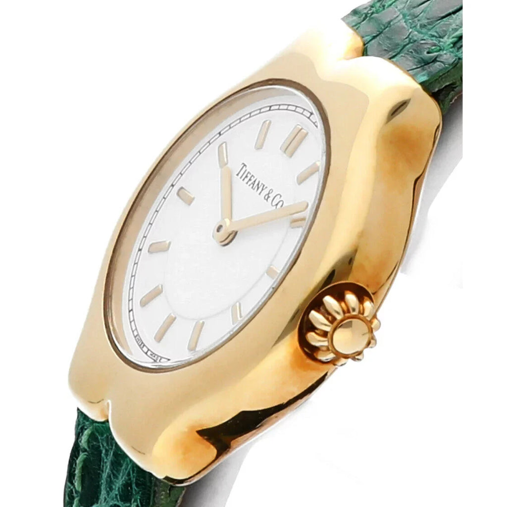 Case Ladies Tesoro Dial Watch 18k L0130 Leather Yellow White Gold Tiffany&amp;Co