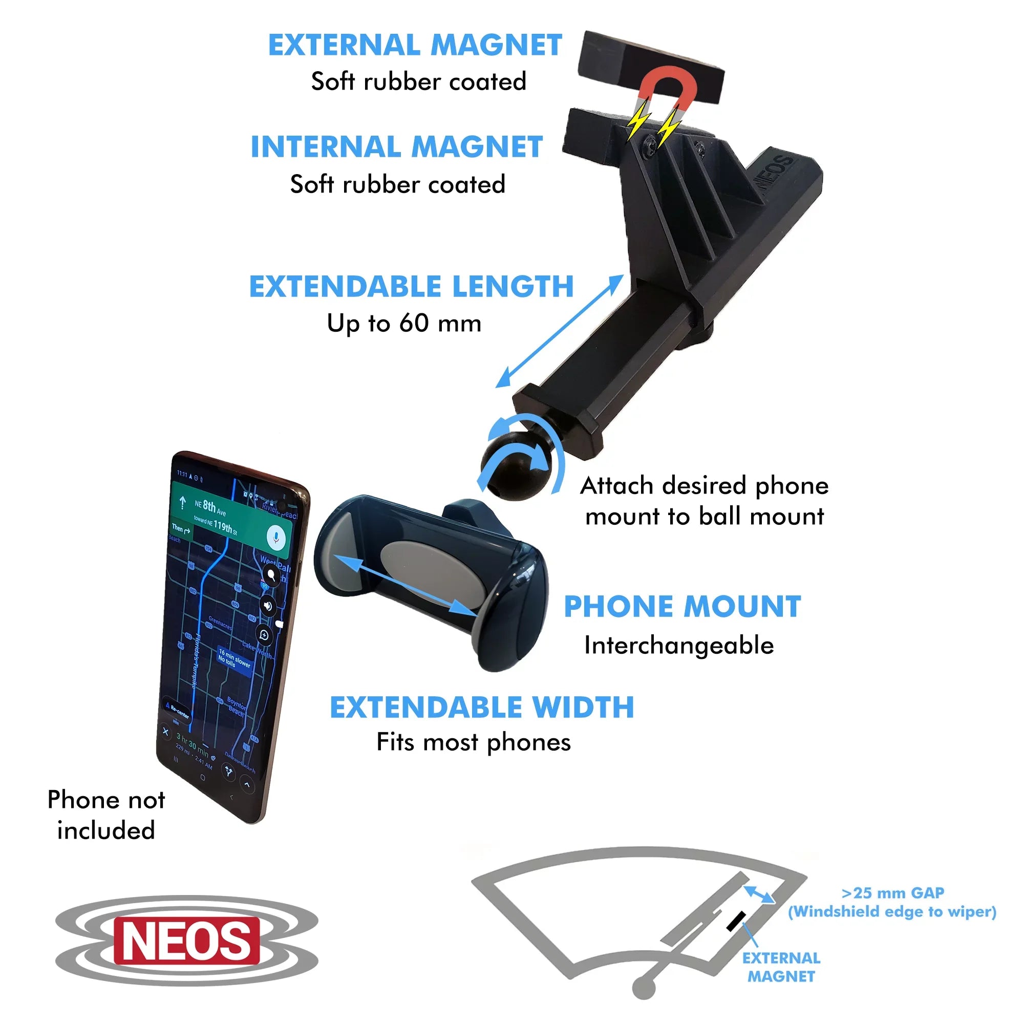 Huawei, iPhone, Version Magnetic Moto, Best Nokia, NEOS for Vehicle Smartphones LG, Boat Windshield Reliable (Mount Phone Car D) , Universal Holder and and Mount