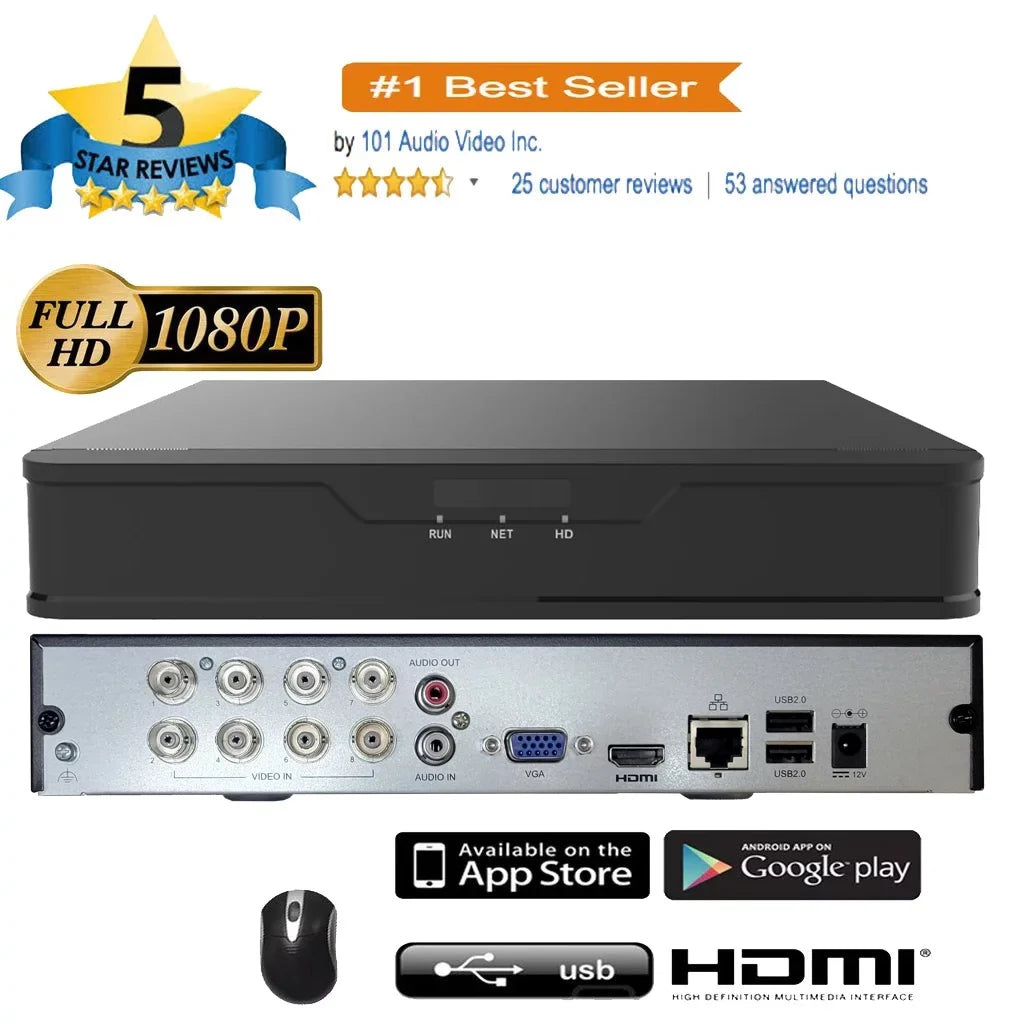 4MP Built-in Mobile DVR IP 4MP/1080P Recorder, HDMI/VGA, H.265/H.264 & Home/Office, Video Channels Ports x APPs No 1TB PoE 101AV Network 10 Drive WiFi, Cameras Hard for Supports 8