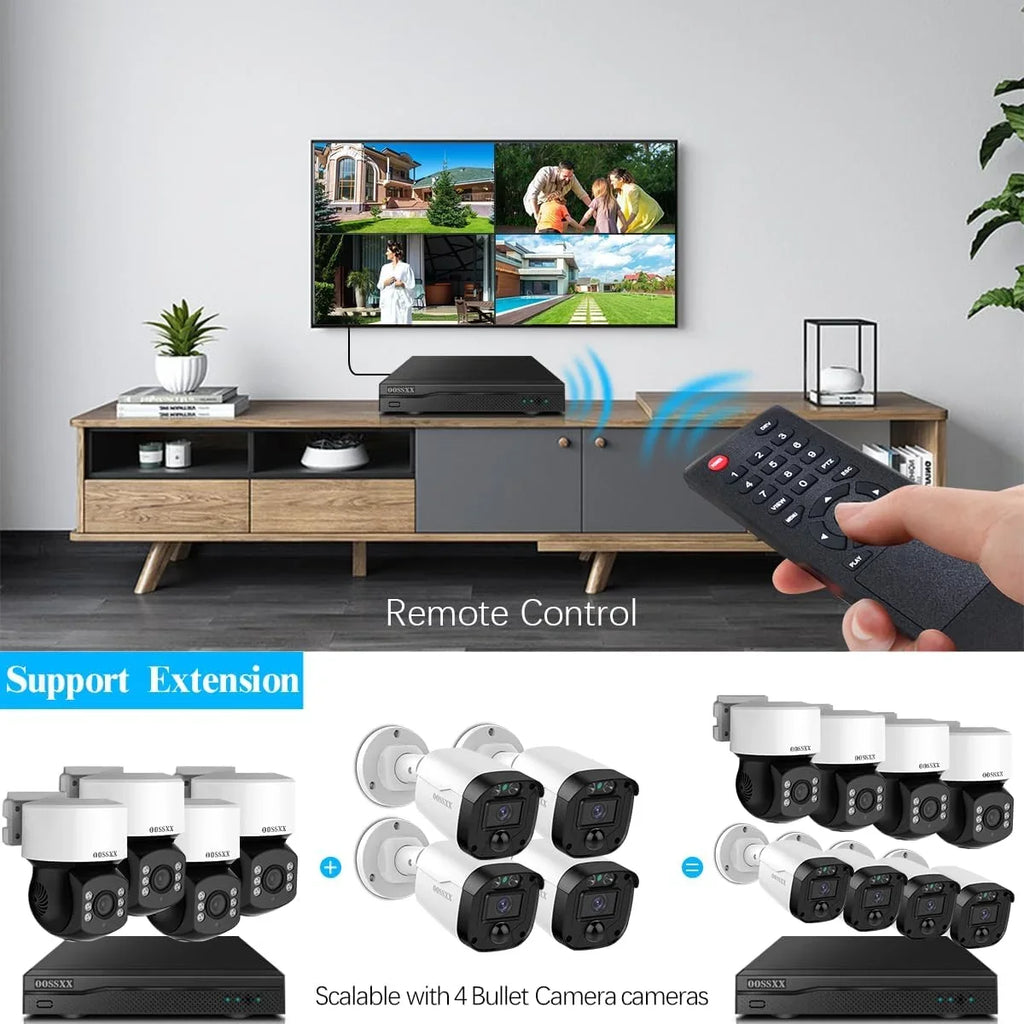 Wired Camera System (360° Camera System Security PTZ Surveillance Outside Indoor CCTV Video exterior Surveillance Video Cameras Equipment Security Zoom) Home Digital