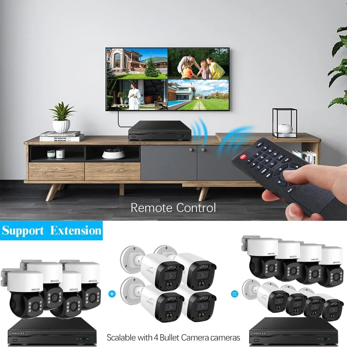 Wired Camera System (360° Camera System Security PTZ Surveillance Outside Indoor CCTV Video exterior Surveillance Video Cameras Equipment Security Zoom) Home Digital