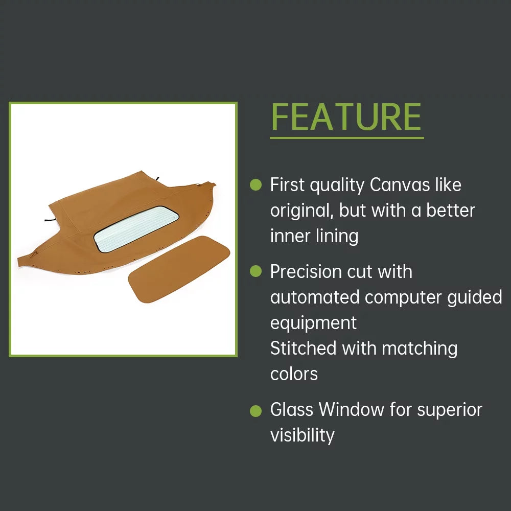 Mazda Glass Soft with Kojem Top Heated Convertible Tan 1990-2005 Vinyl for Miata Window Sailcloth
