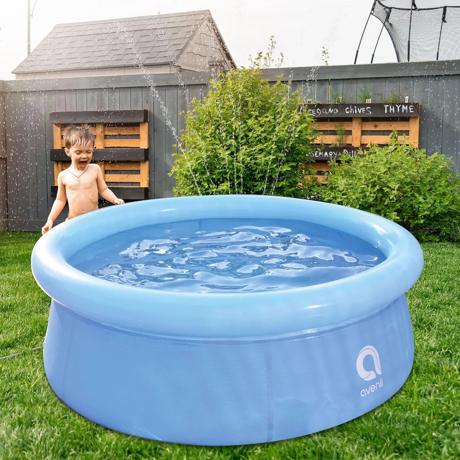 Ground 20 Pool, 1 X Swimming 2 Backyard To exterior Inflatable Foot Prompt Capacity Kiddie Blue Above Person 5.5 Set 12014 Avenli Kids Inch