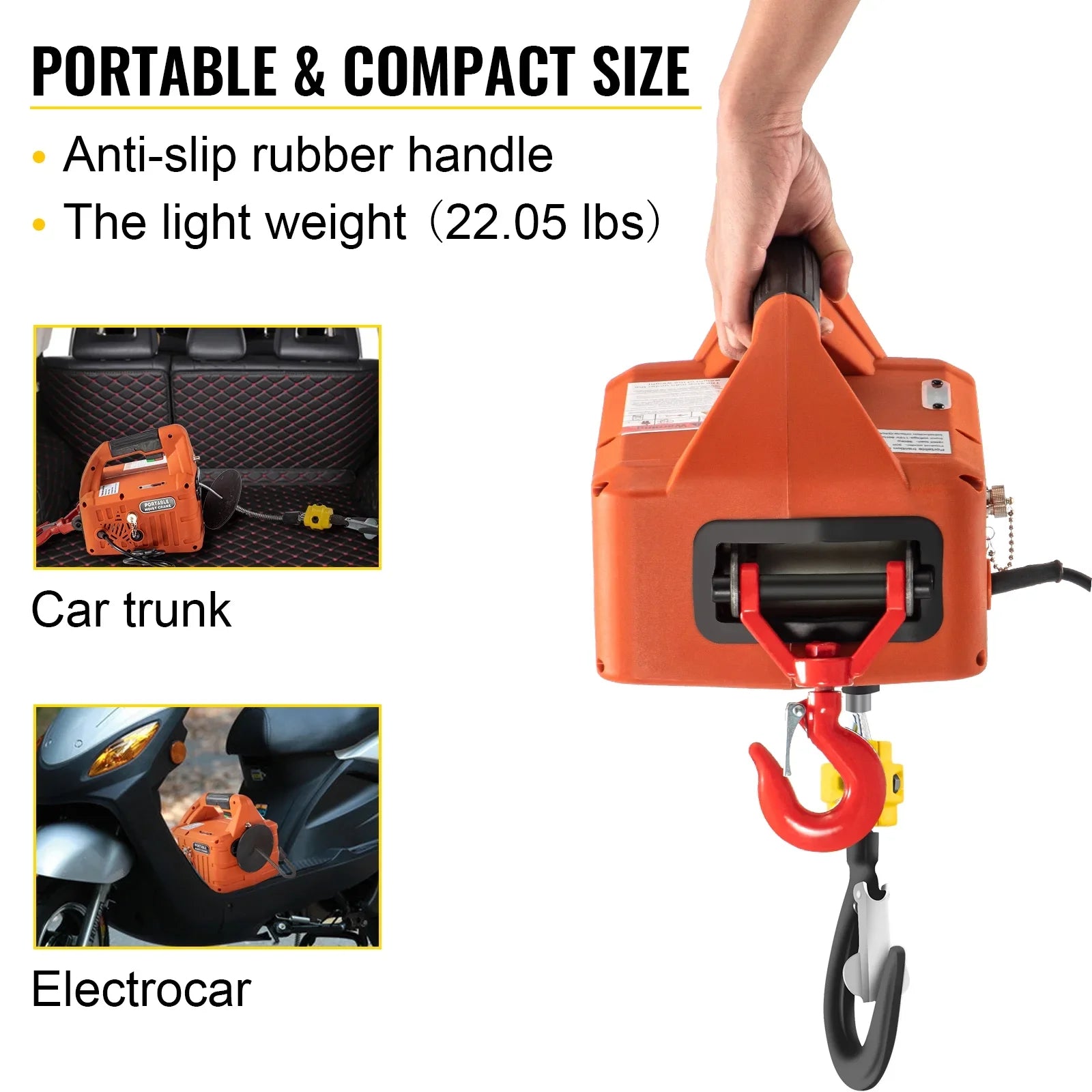 BENTISM 3-in-1 Portable Winch w/ Electric Crane Hoist Remote 1100lbs 25ft Control