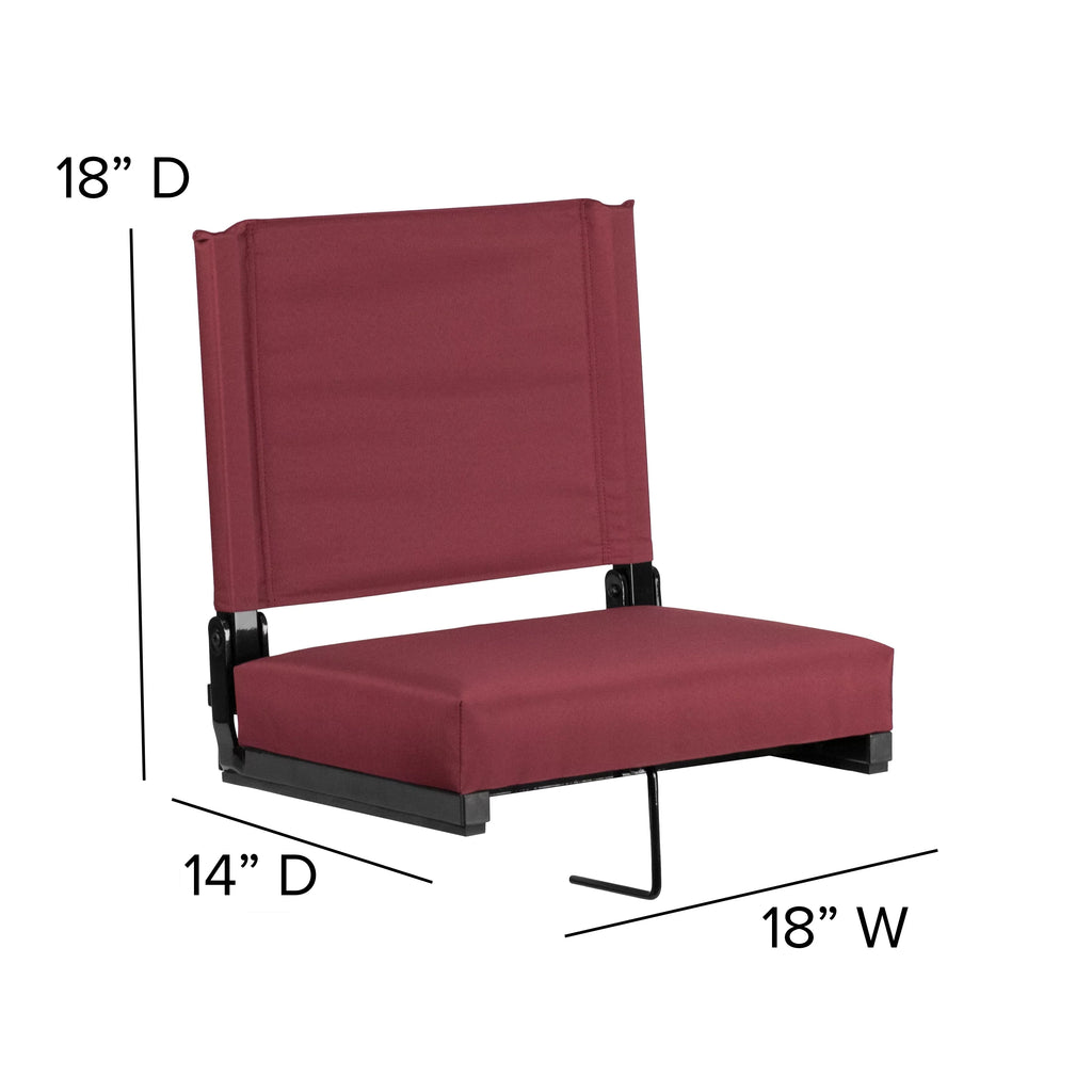 Flash Rated - Handle Maroon by Flash lb. Seat, Ultra-Padded Stadium Grandstand Furniture Seats & Comfort Chair with Lightweight 500