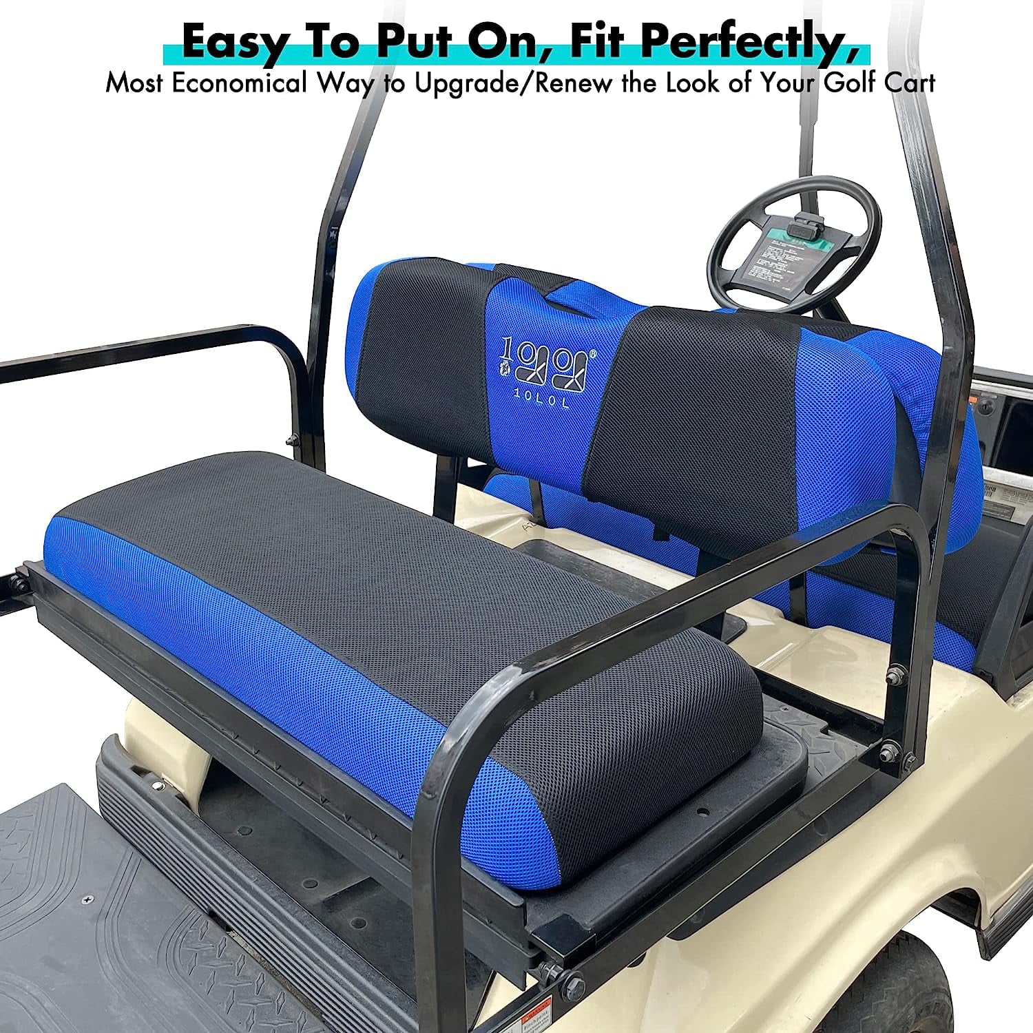 Club & DS 10L0L Black Cart Front TXT Set for Blue RXV Car Seat Golf 2000-up Cover EZGO Rear