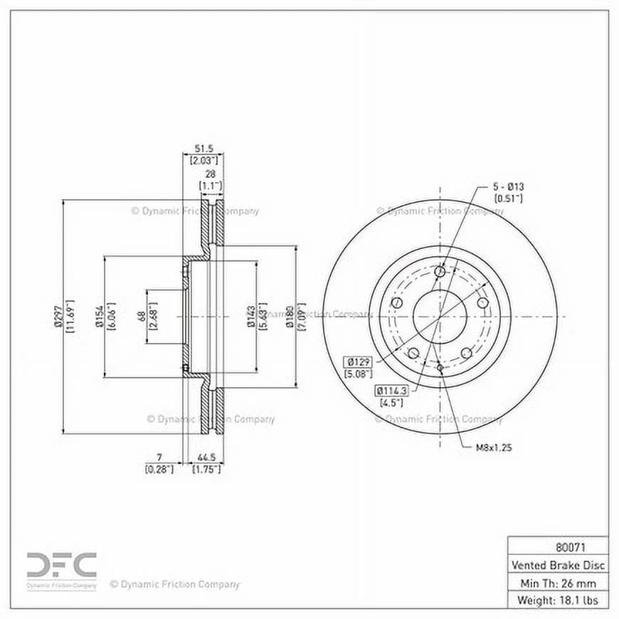 Mazda CX-5, Mazda Friction Company 600-80071 Rotor 2013-2015 Front 2014-2015 6 (1) Dynamic For Brake Disc