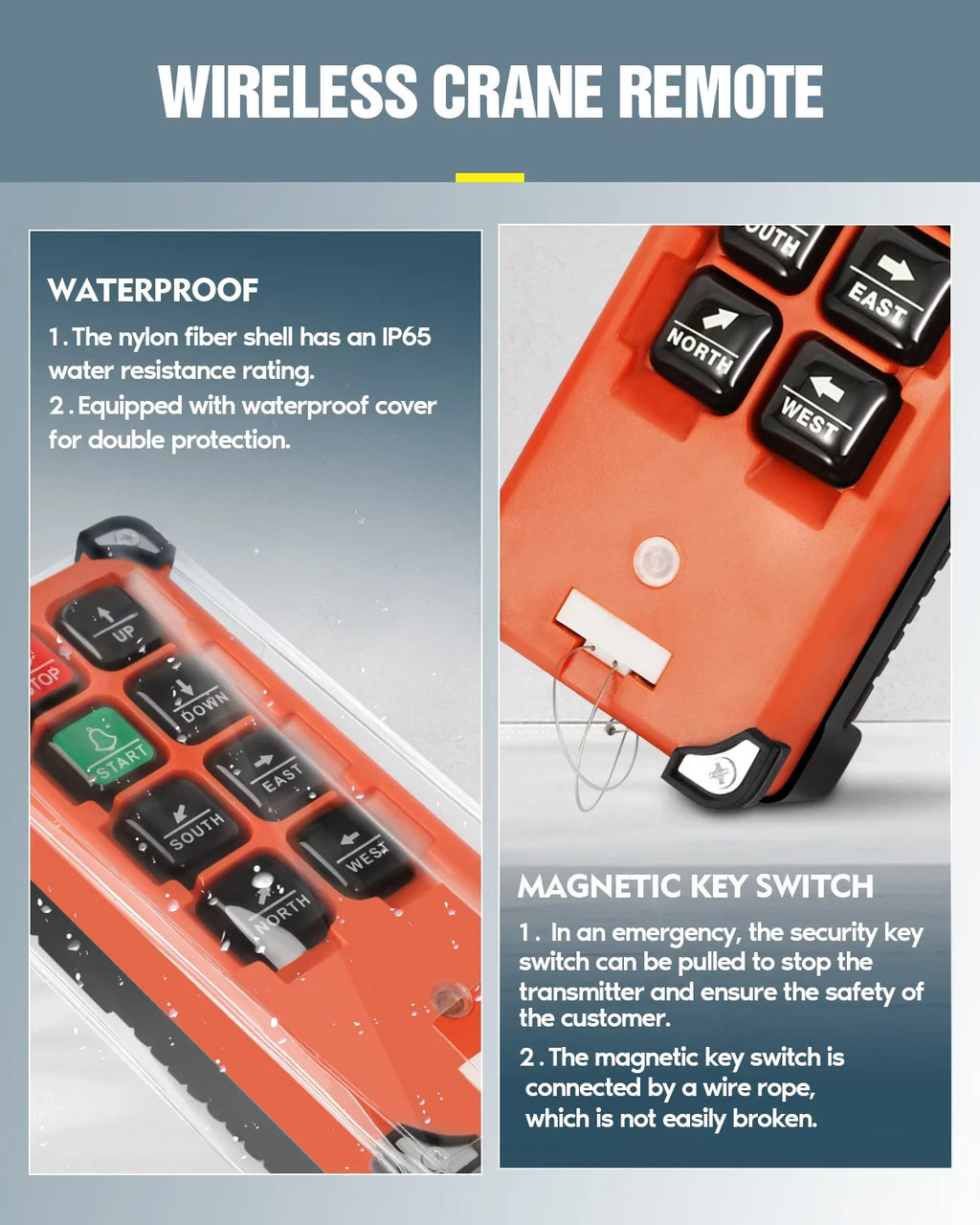12V Overhead 1 Remote Hoist 8 Transmitter Electric Crane Control Buttons Radio Winch Bridge Switch 2 Crane Receiver Tower DC Industrial Crane Wireless + Lift