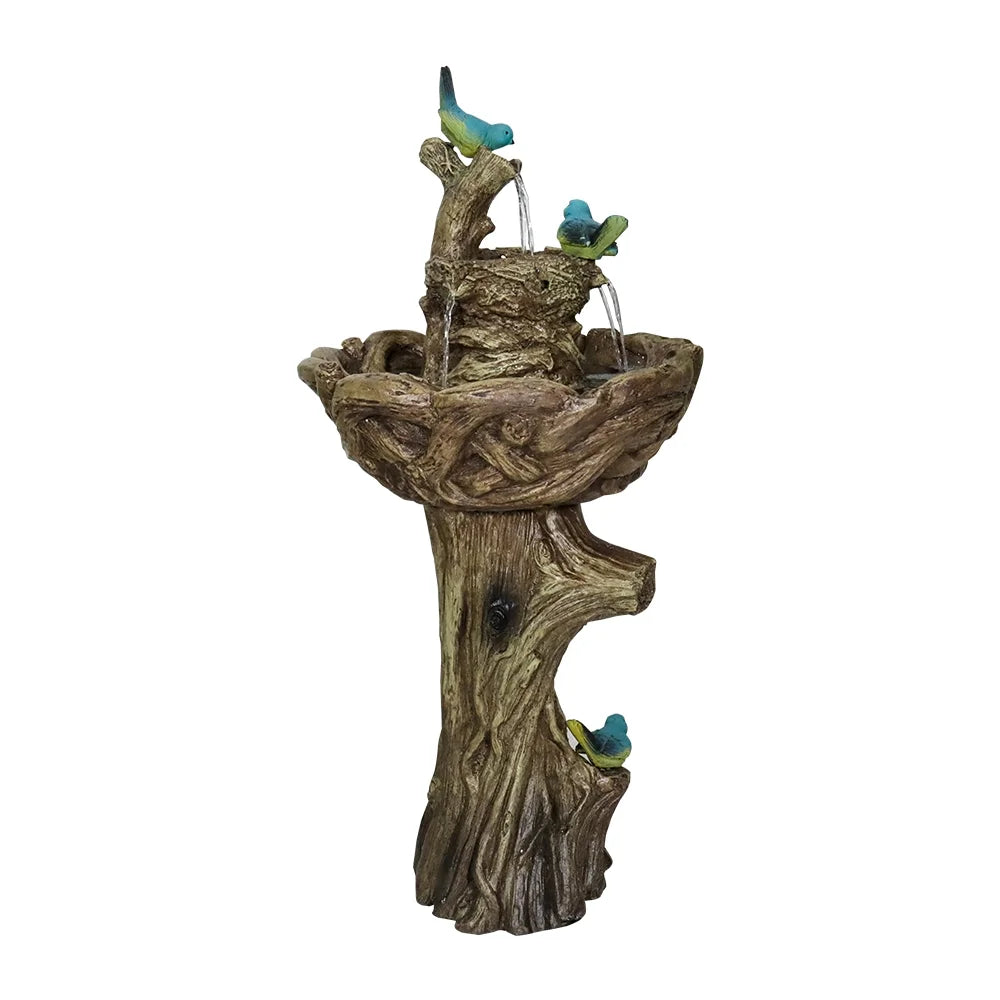 liquid with Stump Bird Waterfall Porch Decor Fountain 3-Tier Garden Bath Freestanding Patio Yard exterior Pump for Patio Fountain exterior liquid Patio Fountain Like Birds Fountain