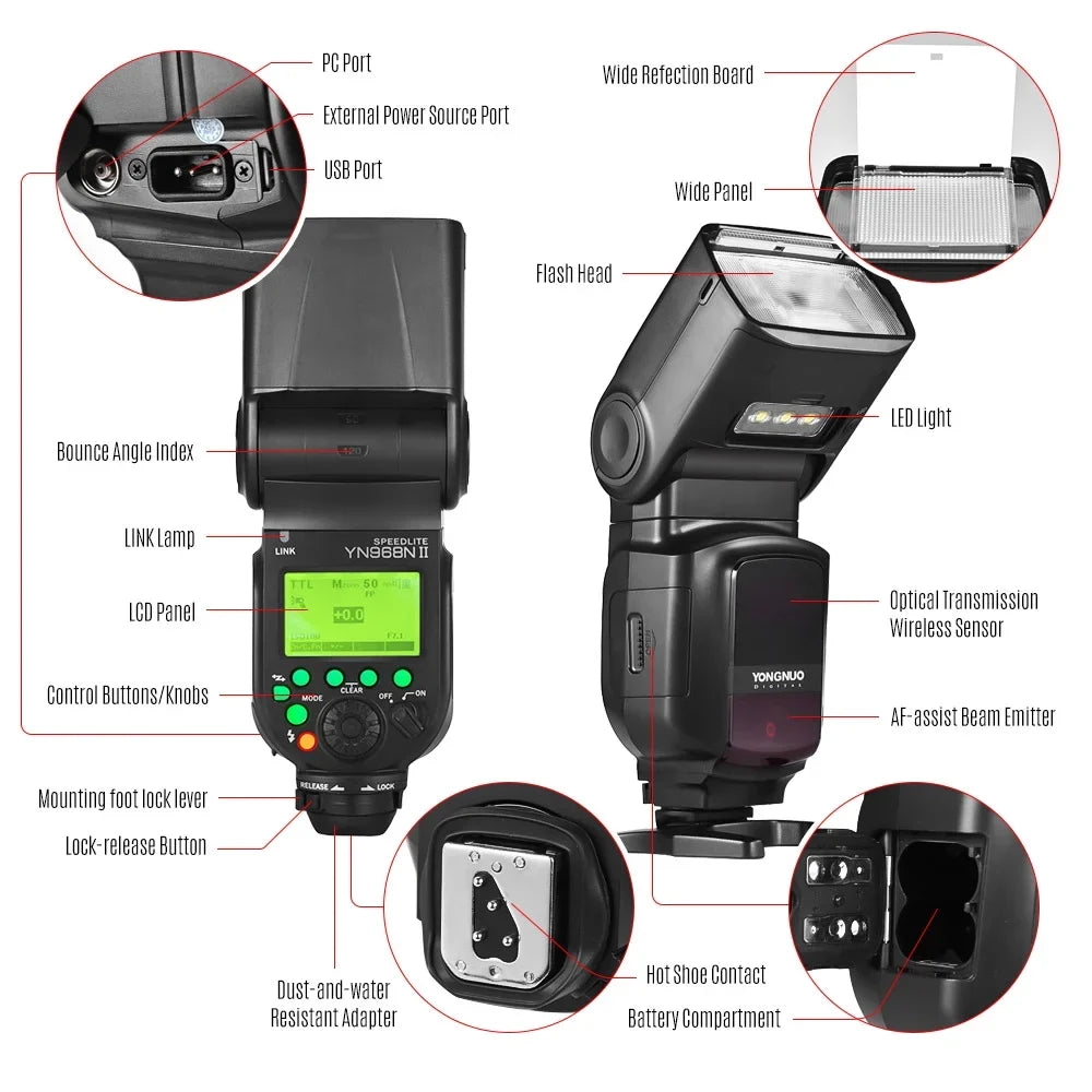 YN622N 1/8000s 5600K Light, Wireless Wireless Speedlite YN968N Built-in II DSLR with Flash System Cameras Nikon YONGNUO LED Compatible with and TTL HSS, YN560