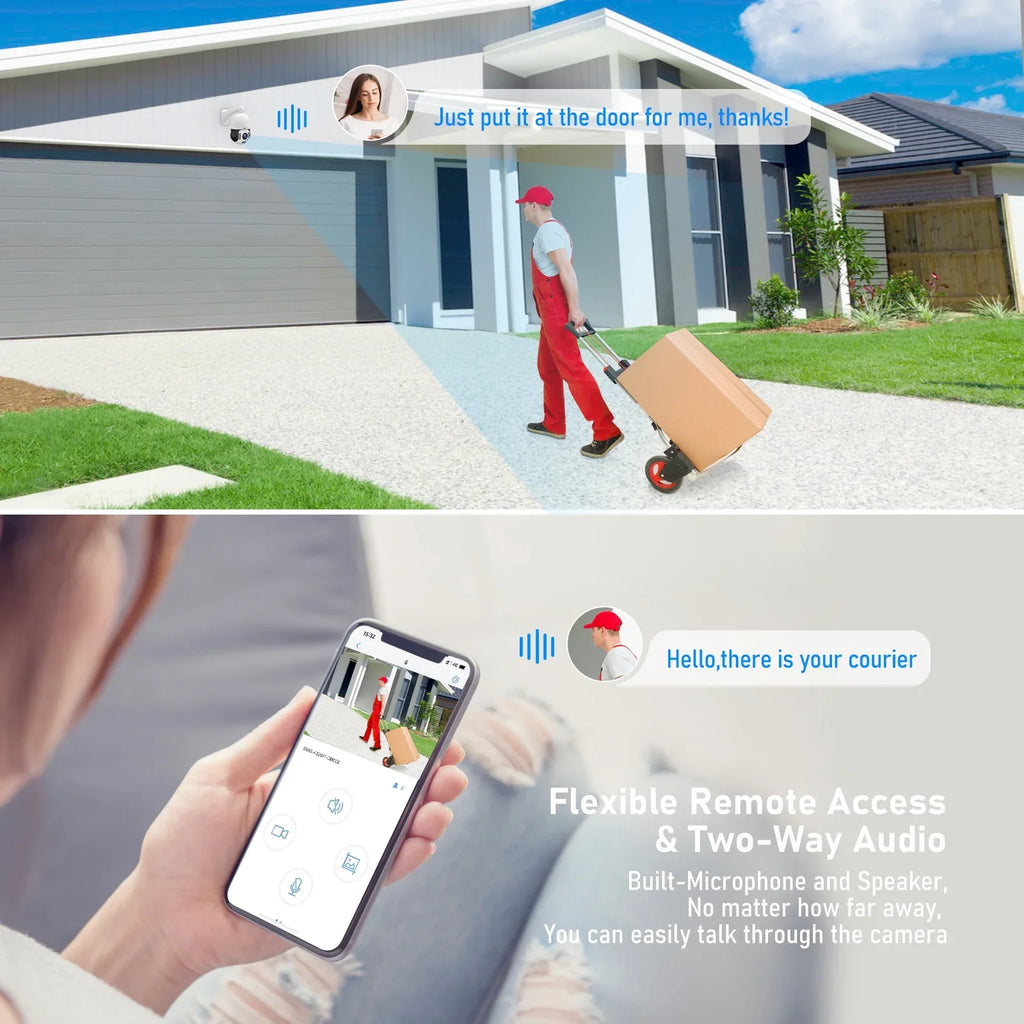 IR Night with and Optical Auto 20X Way Camera PoE JideTech Lights Camera PTZ Rotate Detection Tracking/11 360° Distance/Human Zoom View Waterproof Audio/IP66 Vision/Two exterior,5MP IP 1000ft &