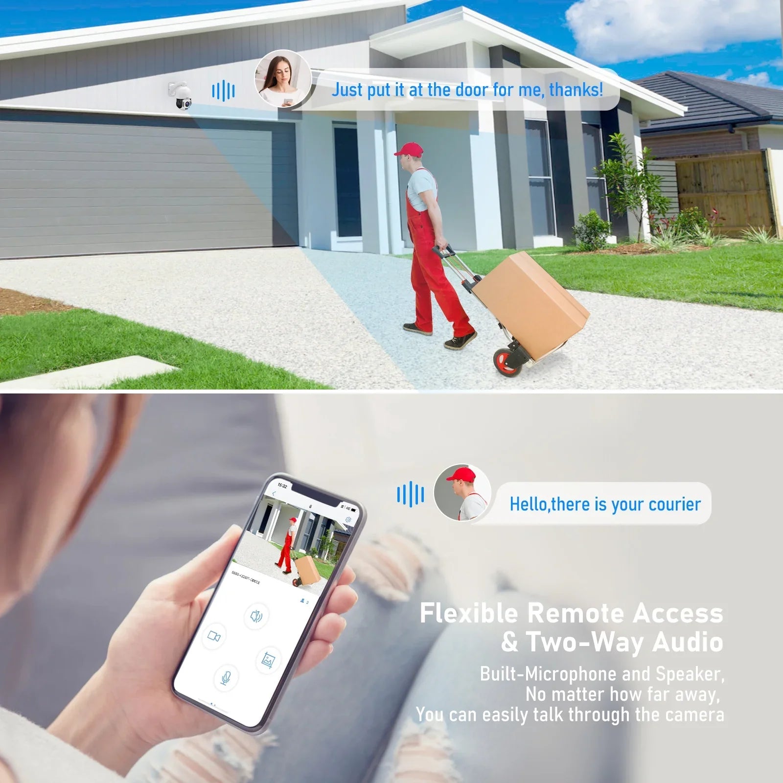 IR Night with and Optical Auto 20X Way Camera PoE JideTech Lights Camera PTZ Rotate Detection Tracking/11 360° Distance/Human Zoom View Waterproof Audio/IP66 Vision/Two exterior,5MP IP 1000ft &