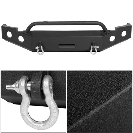 Bar 2012 Chevy Front 2011 Packages 2007-2013 Winch for 2009 D-Rings Coated Steel Silverado 2010 Bumper Powder Push -2 Plate 2008 Kojem w/ 1500 Fit