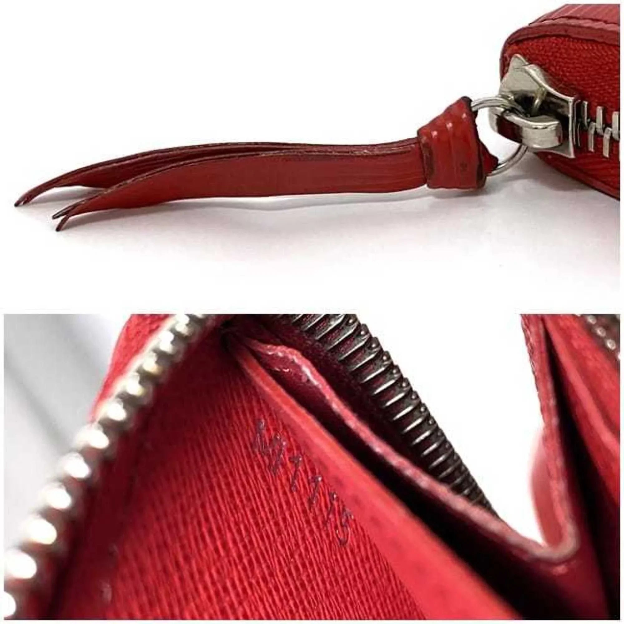Clemence Epi MI1115 Leather Portefeuille Pre-Owned Long (Good) Red Wallet M60913 Coquelicot LV