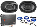 3-Way Kit 6x9” Car Speakers+2-Ch 900w Polk MM692 (2) Audio Amp+Wire Audio/Marine