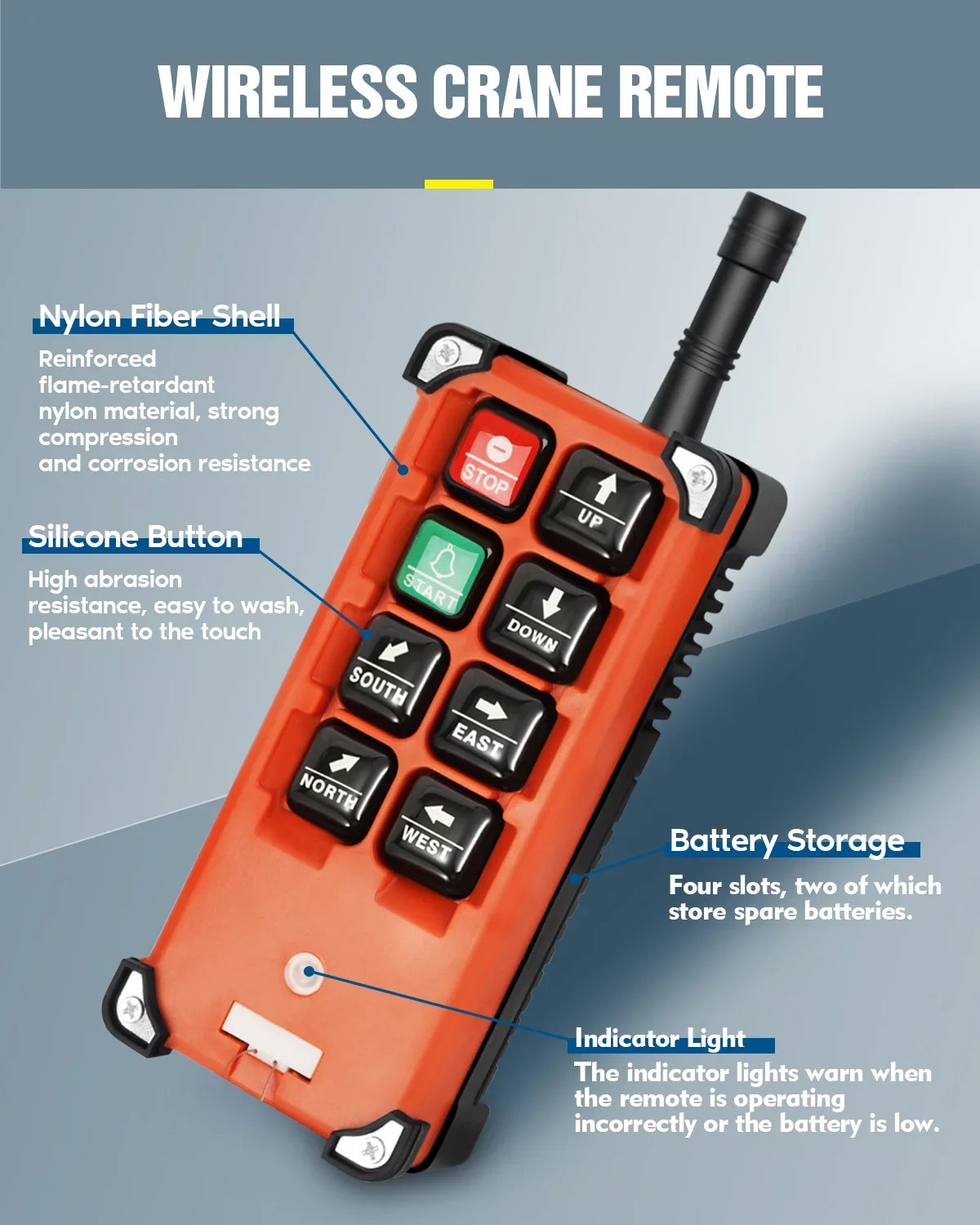 12V Overhead 1 Remote Hoist 8 Transmitter Electric Crane Control Buttons Radio Winch Bridge Switch 2 Crane Receiver Tower DC Industrial Crane Wireless + Lift