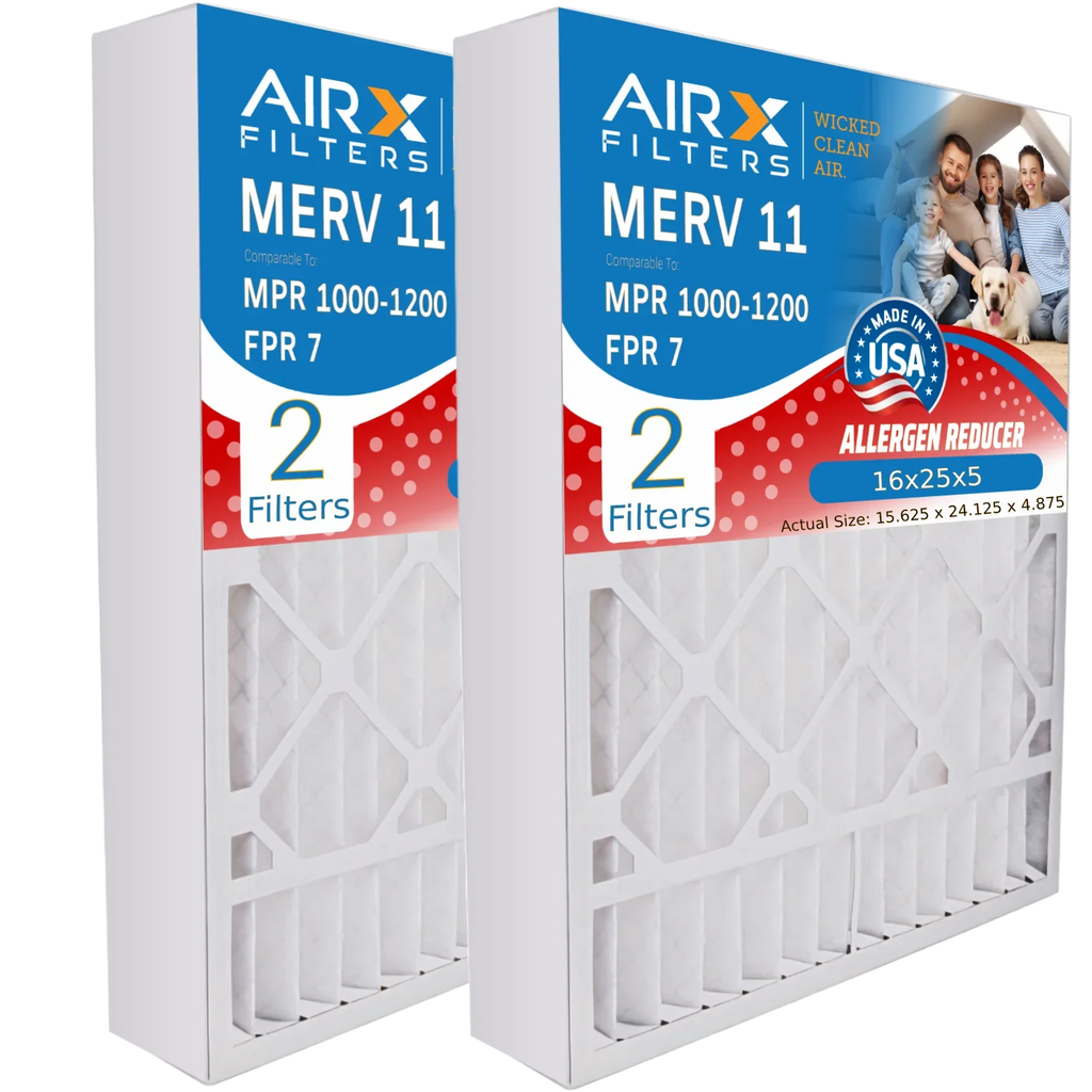 AIRX AIR. CLEAN by MERV 16x25x5 MPR to Air Comparable 1200 Made & 11 WICKED DB-25-16 #000-0448-001 FPR USA Pack Filter 1000, 2 Filter FILTERS Premium with Compatible MPR 7 16x25x5 Furnace Skuttle