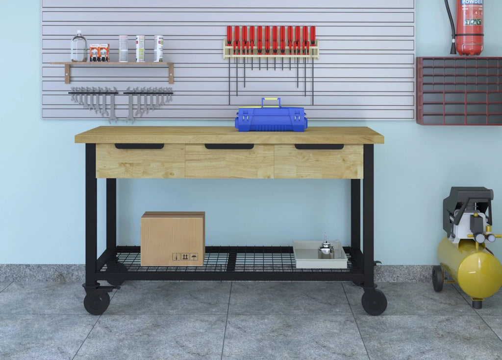 & Industrial 62" Rove Wood Metal Workbench