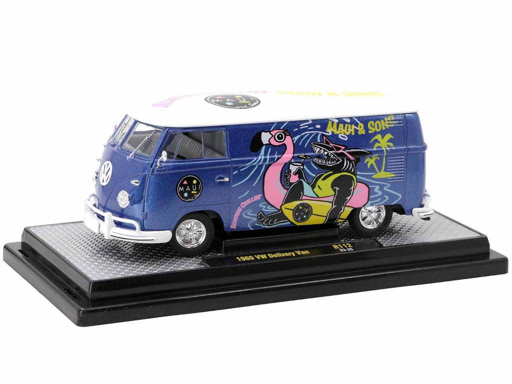 Van Machines to Sons" w/White 1/24 M2 Diecast Ltd Model by Top "Maui Volkswagen Metallic pcs 1960 Ed Car and Blue Delivery 6550