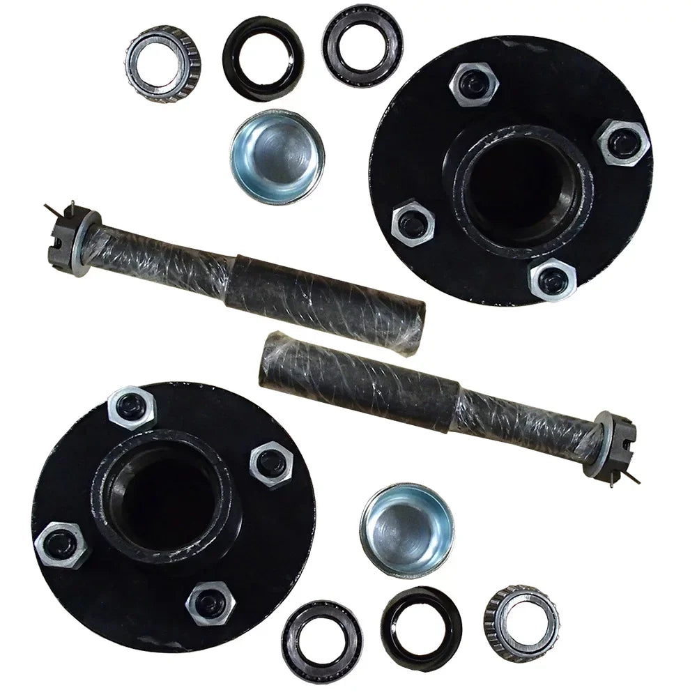 on Round (2) Kit Idler 4" Seals Axle lbs 2000 Bearings Trailer 4 Hubs Spindles