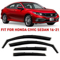 Honda Rain 2016-2021 200508 Window Guards Visors, Window Extra 4 for Voron Vent Civic Durable Deflectors, - Glass Sedan, in-Channel Pieces