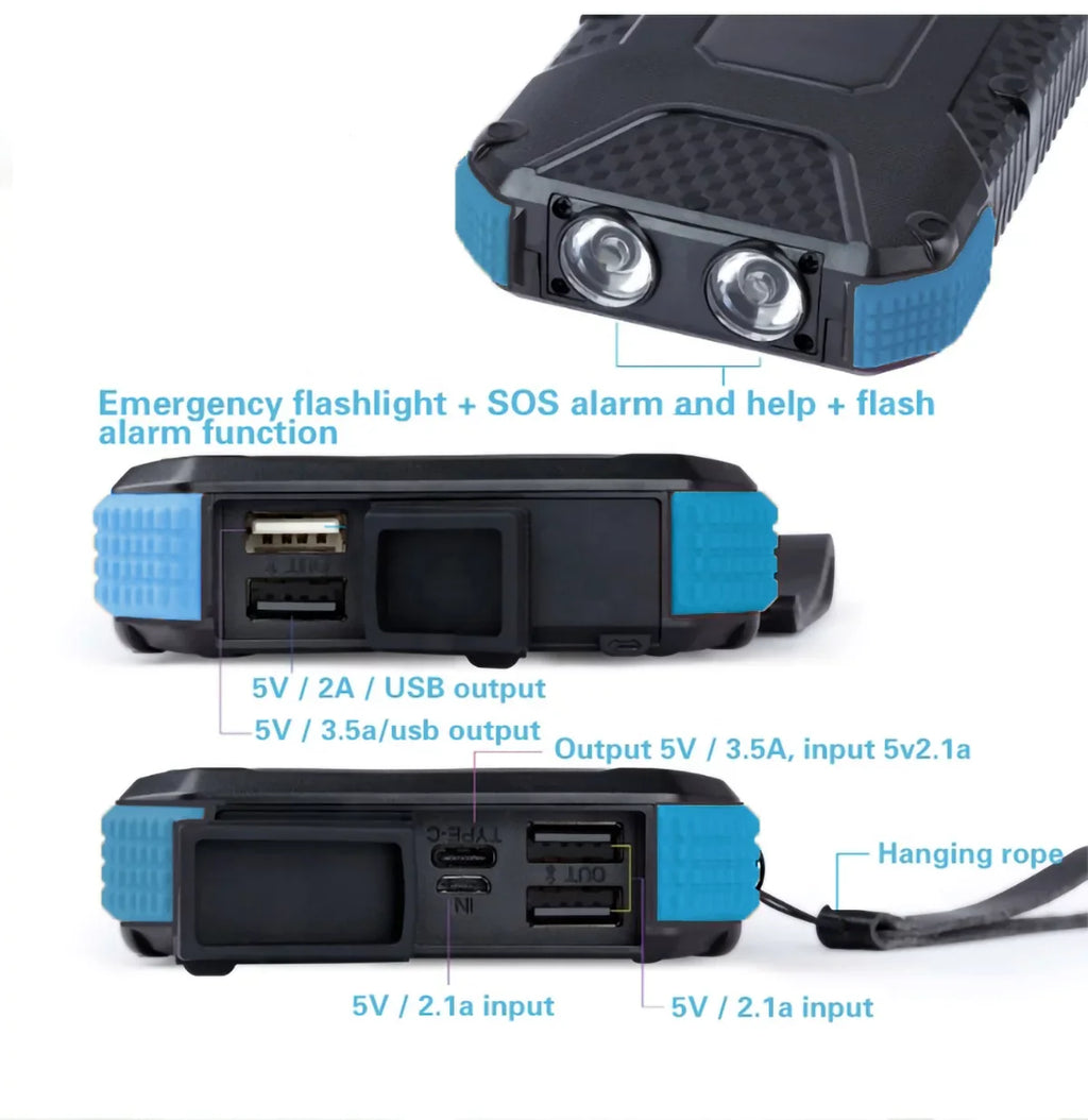 exterior Wireless Portable Charger Power 26800mAh Powered Solar Charging Bank