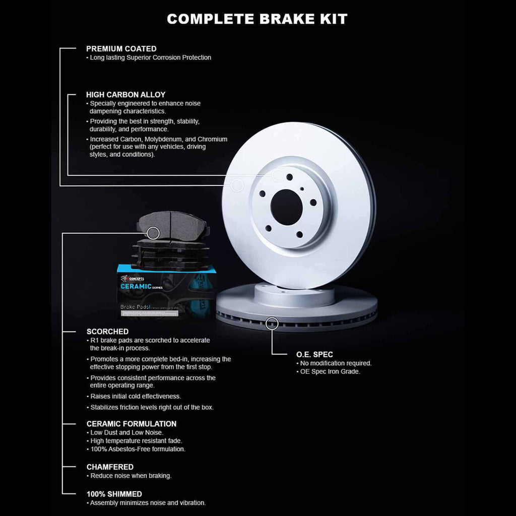 Coated HONDA 2000 Fits select: HONDA Concepts With R1 Wdwh2 CIVIC Rotor SI Carbon 1999 Ceramic Pads 59053 Brake Concepts R1 SI/SIR, CIVIC