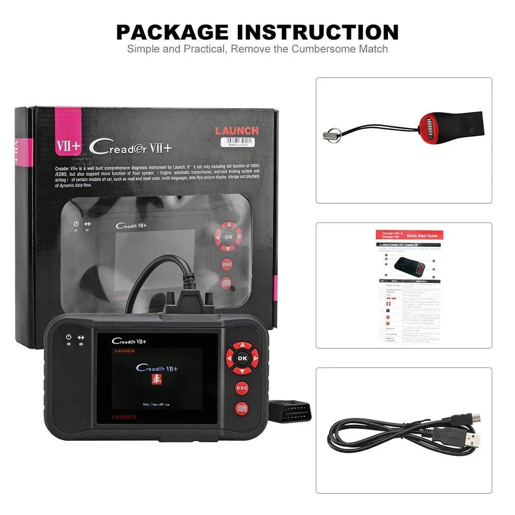Creader EOBD Testing Reader Scanner Code VII+ Launch (CRP123) Engine/Transmission/ABS/Airbag X431 Diagnostic OBD2 Car