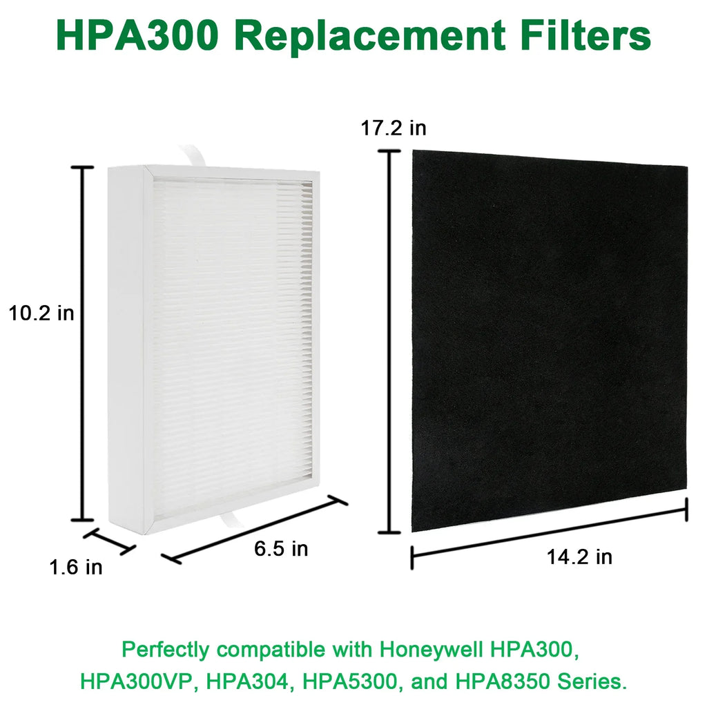 HEPA for + Honeywell 3 for Series Carbon HEPA HPA5300, HPA300, 6 A Replacement GasSaf Filters Replacement HPA300VP, Filter Honeywell HPA304, R Pre-Filters , HPA835